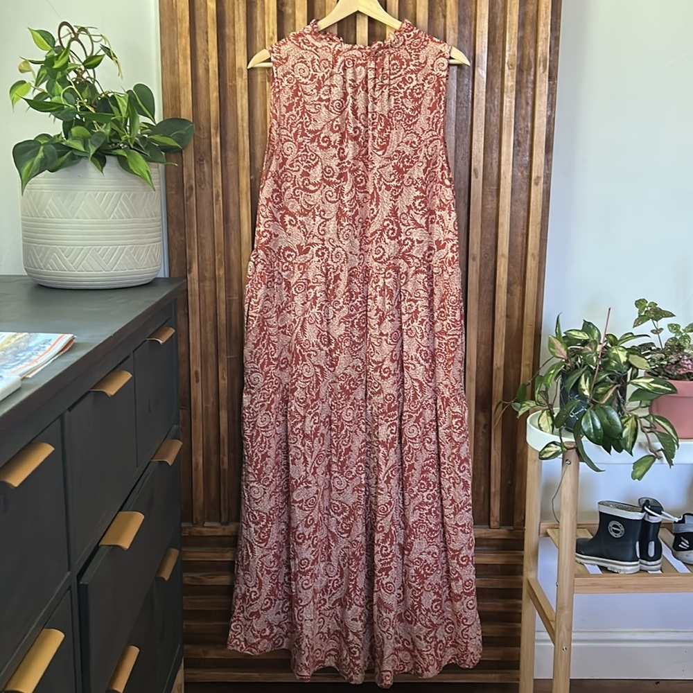 Anthropologie Red Paisley Tiered Midi Dress - Picture 3 of 11